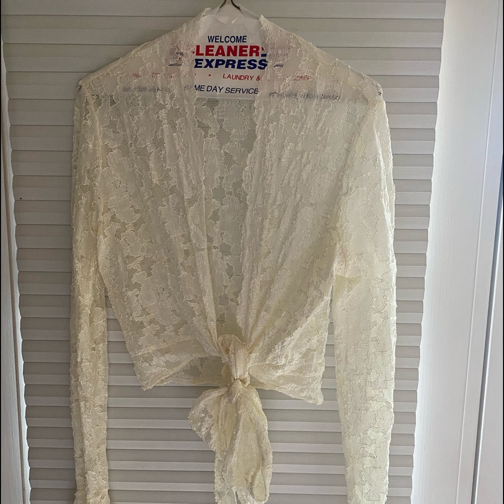 Ivory lace front tie top